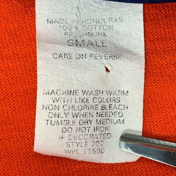 Vintage 90s Auburn University Tigers T Shirt College Long Sleeve Orange S Small - Picture 6 of 9